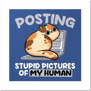 Posting Stupid Pictures of My Human - Cute Funny Cat Gift Posters and Art